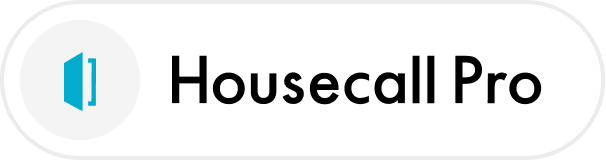 Housecall Pro logo with stylized blue house icon on left.