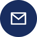 White envelope icon symbolizing email on a dark blue circular background.
