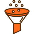 Orange stopwatch with black hands showing 2:15 and a small white button on top.