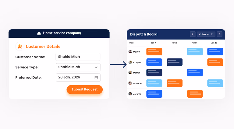 ScheduleBot AI chat job booked and confirmed visual