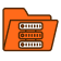 Orange file folder icon with server stack symbol inside.