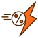 Icon of a speedometer with a percentage symbol and an orange lightning bolt indicating fast calculation or quick percentage.