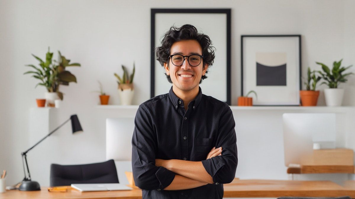 Confident Young Man in Modern Workspace