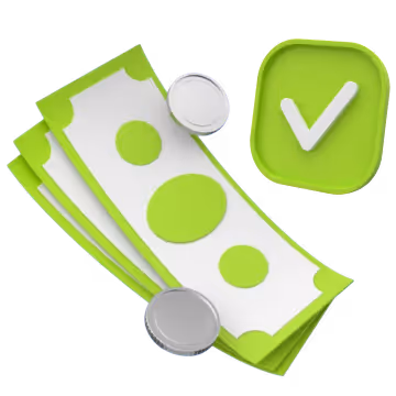 3d icon of a dollar bills and check mark
