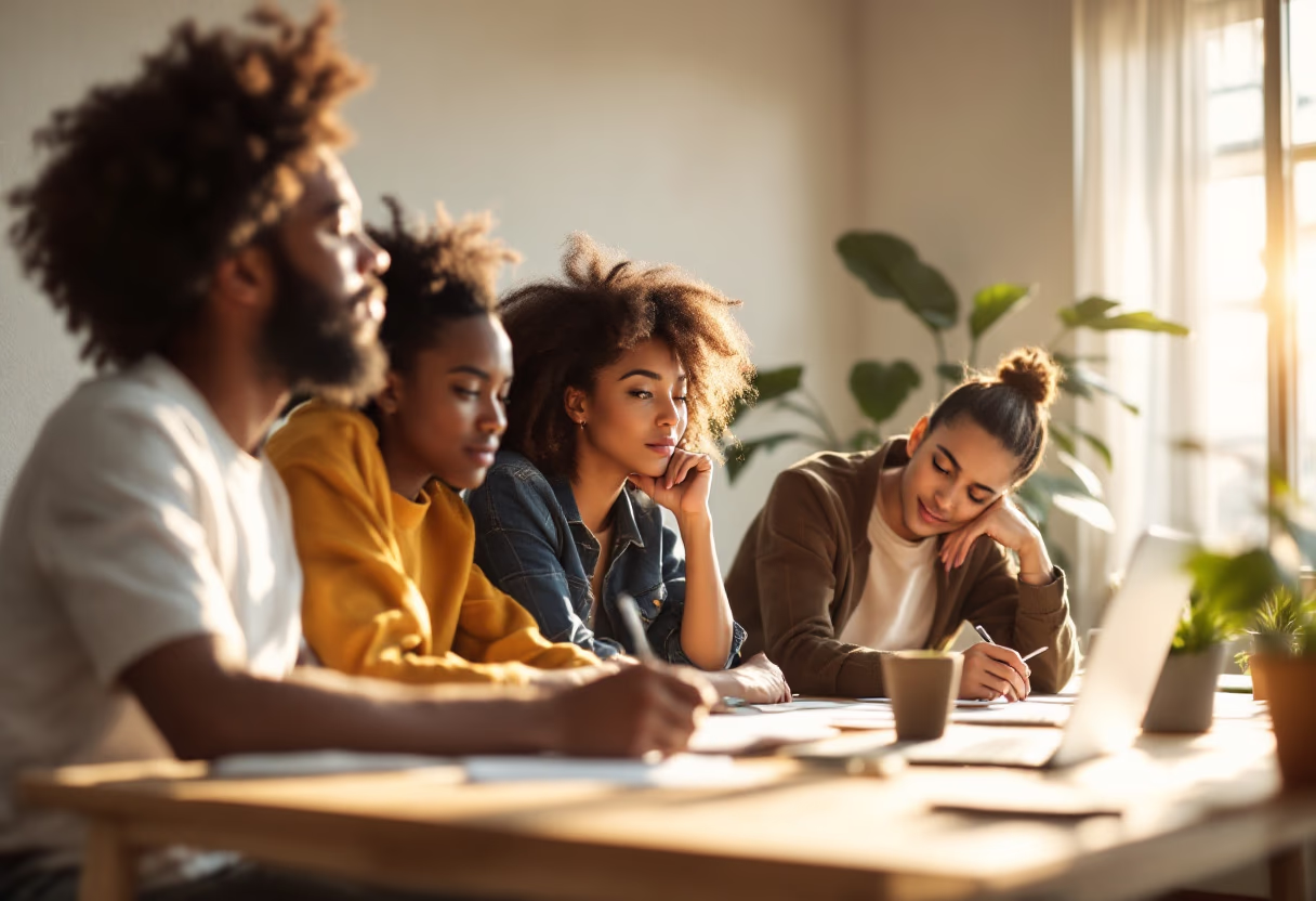 image of team collaborating on a project for an erp company