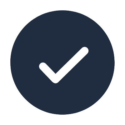 Blaues Kreis-Symbol mit Häkchen