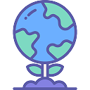 Icon of Earth with a lightbulb filament inside, symbolizing global ideas or innovation.