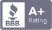 Better Business Bureau A+ Rating logo.