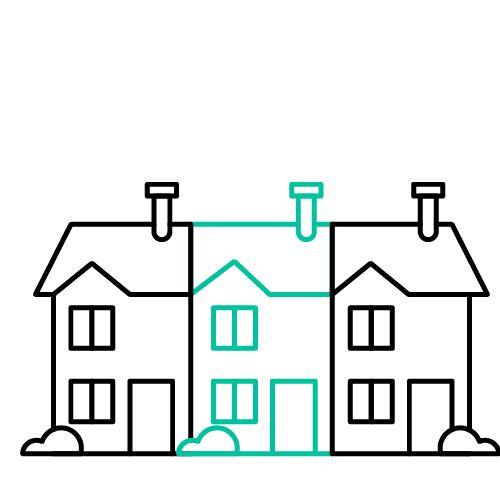 Terrace houses icon with the mid terrace highlighted