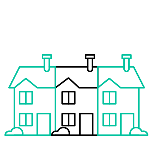 Terrace houses icon with end terraces highlighted