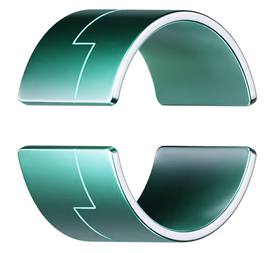 Green 3D circular arrows forming a continuous loop, symbolizing recycling or rotation.