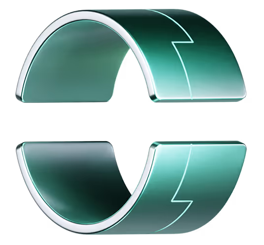 Three-dimensional green circular arrow forming a continuous rotating loop.