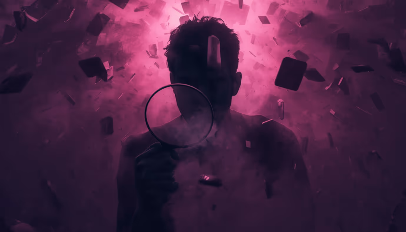 Person surrounded by floating chaotic elements website usability article cover
