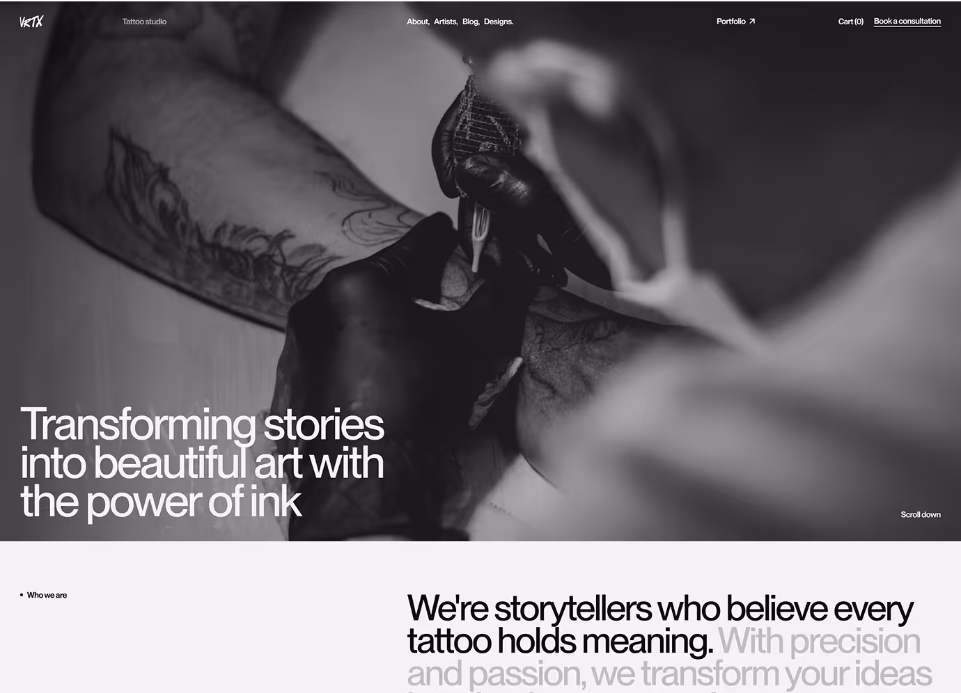 VRTX tattoo studio website design project