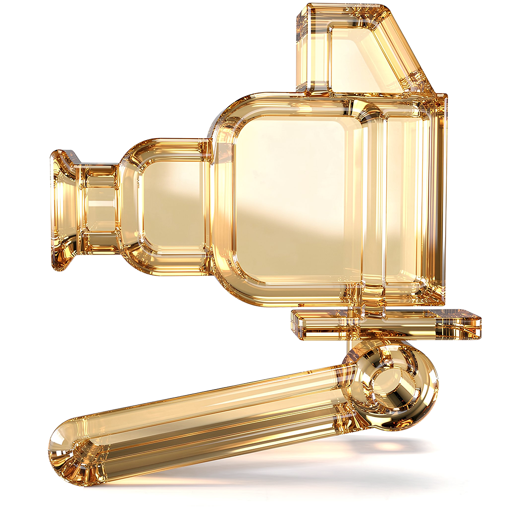 Transparent gold glass F360 Logo.