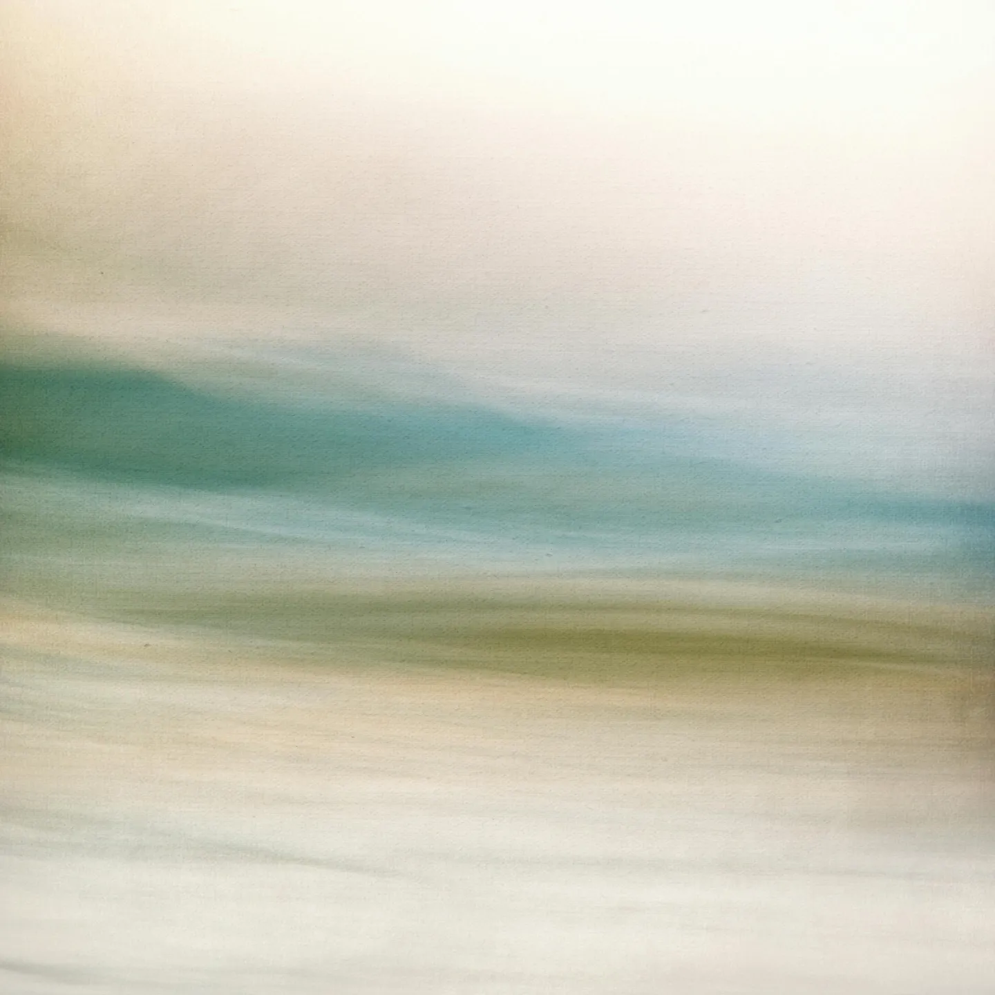 Abstract gradient of soft blue, green, and beige horizontal streaks resembling a calm landscape.