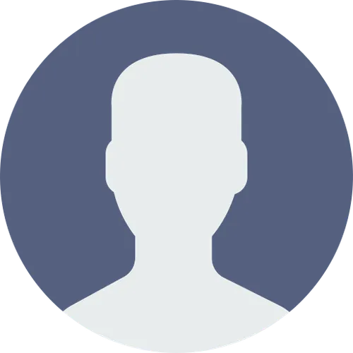 Generic user profile icon with a white silhouette of a head and shoulders on a blue circular background.