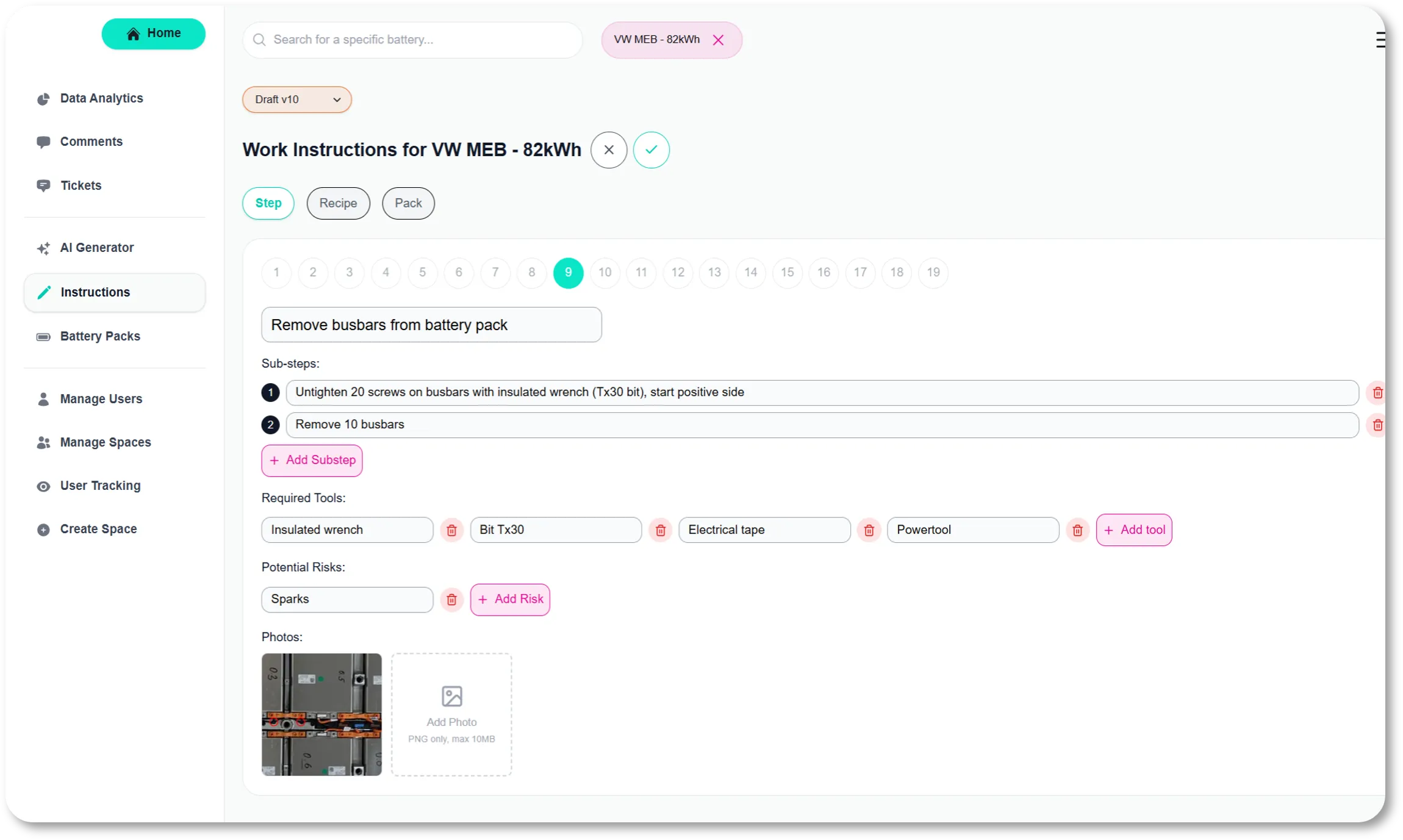 Person viewing a screen showing module analysis and detection data in an industrial setting.