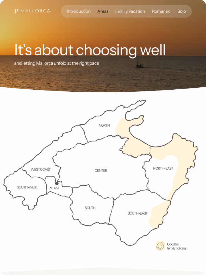 Guide page It's about choosing well with a map of Mallorca's regions