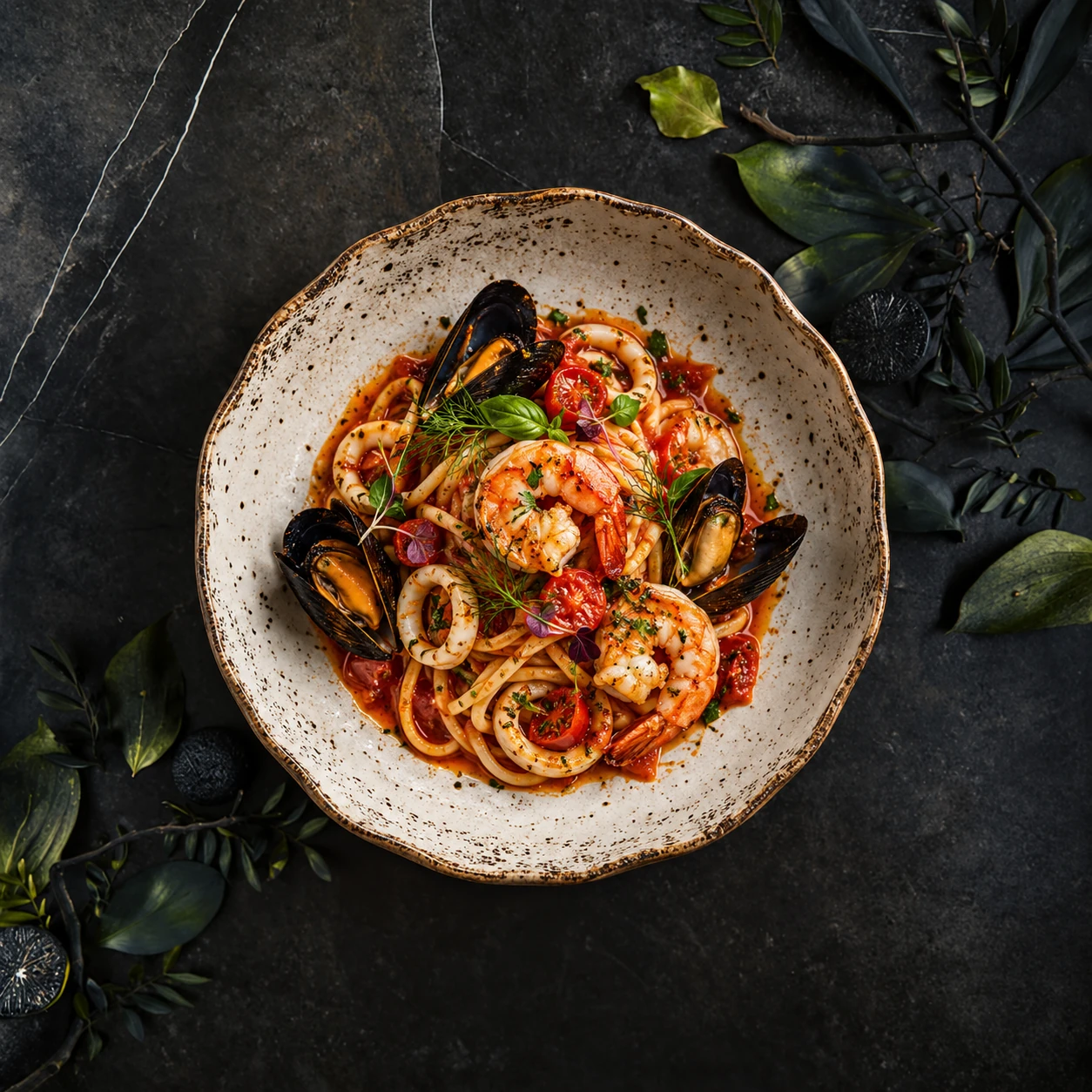 Pasta Marinara at Butter Tirana restaurant