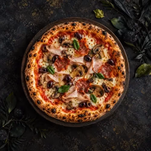 Pizza Capricciosa at Butter Tirana restaurant