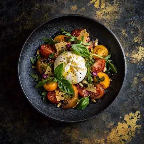 Sallatë Burrata at Butter Tirana restaurant