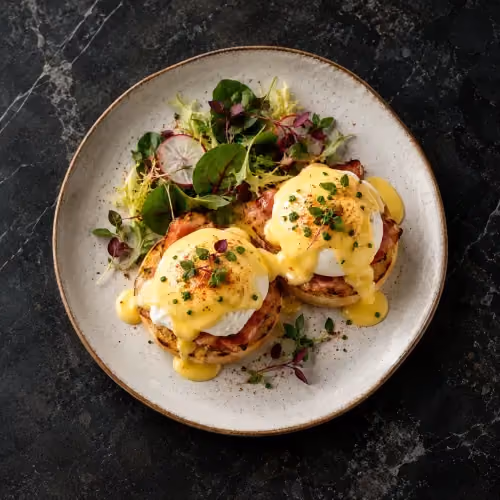 Egg Benedict at Butter Tirana restaurant