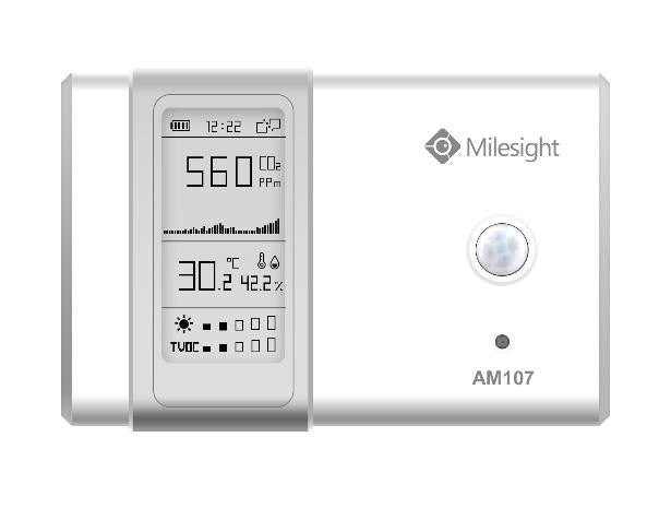 Milesight AM107 LoRaWAN omgevingssensor met E-ink display, CO2 en PIR
