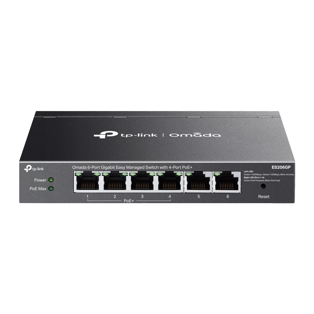TP-Link Omada ES206GP 6‑poort Gigabit PoE+ switch | 65W PoE