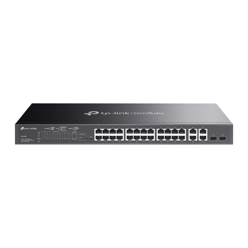 Omada SL2428P PoE+ 24-poorts Switch – 250 W PoE, 4x Gigabit, Rackmount