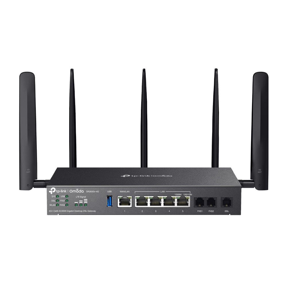Omada DR3650v-4G AX3000 Wi‑Fi 6 DSL Gateway | 4G+ Cat6 backup