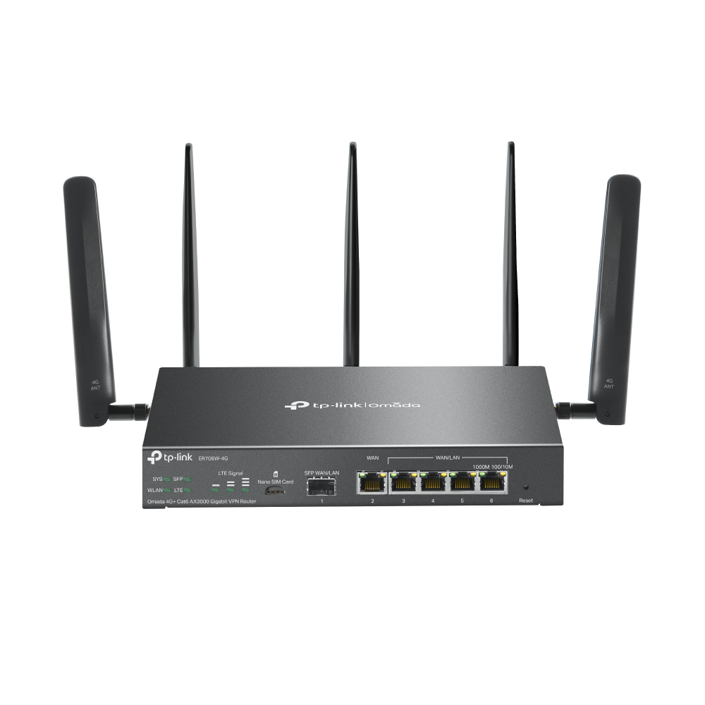 ER706W-4G Omada 4G+ Cat6 AX3000 Gigabit VPN-router — Bedrijfsrouter