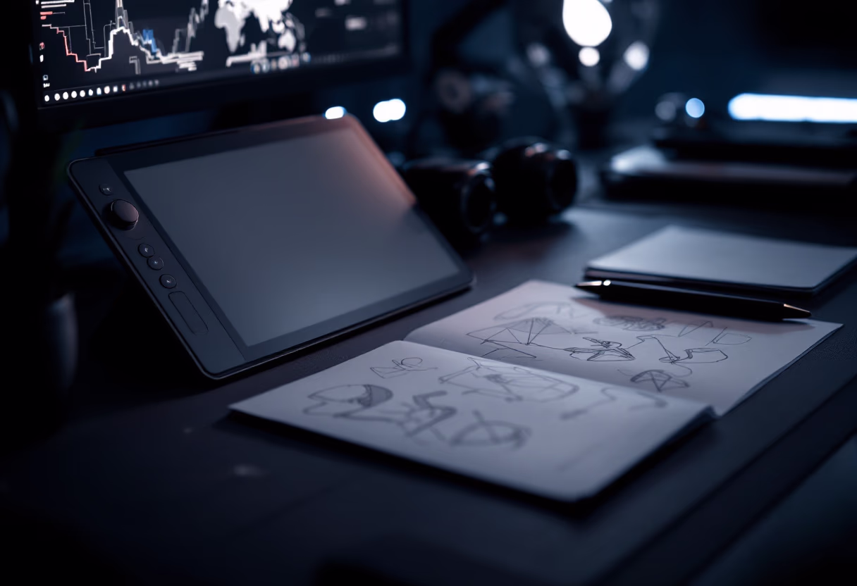 image of a creative workspace (for a social media and communication)