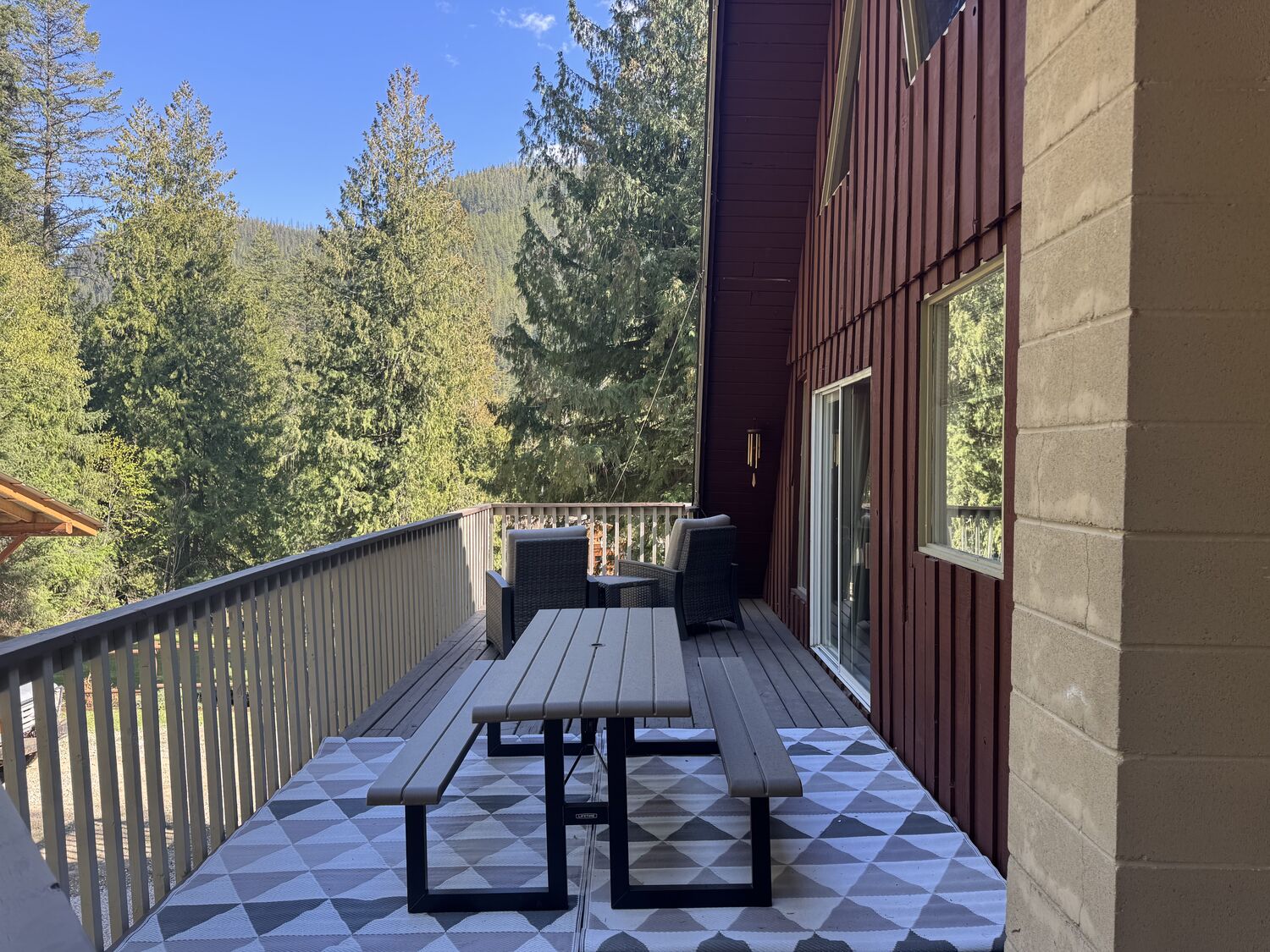 The private deck at Eagle Chalet looking over the Creighton Valley