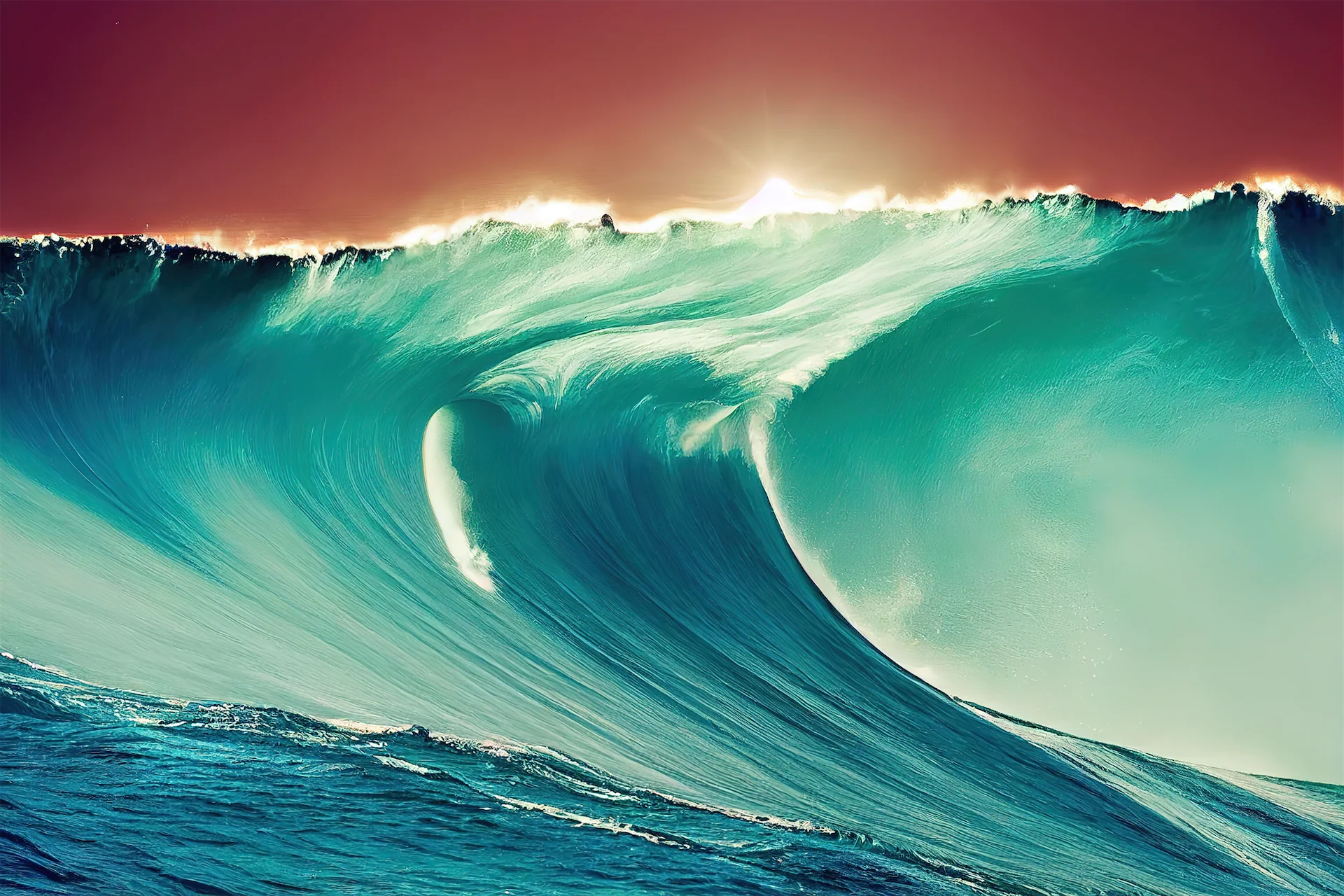 A large wave in the ocean
