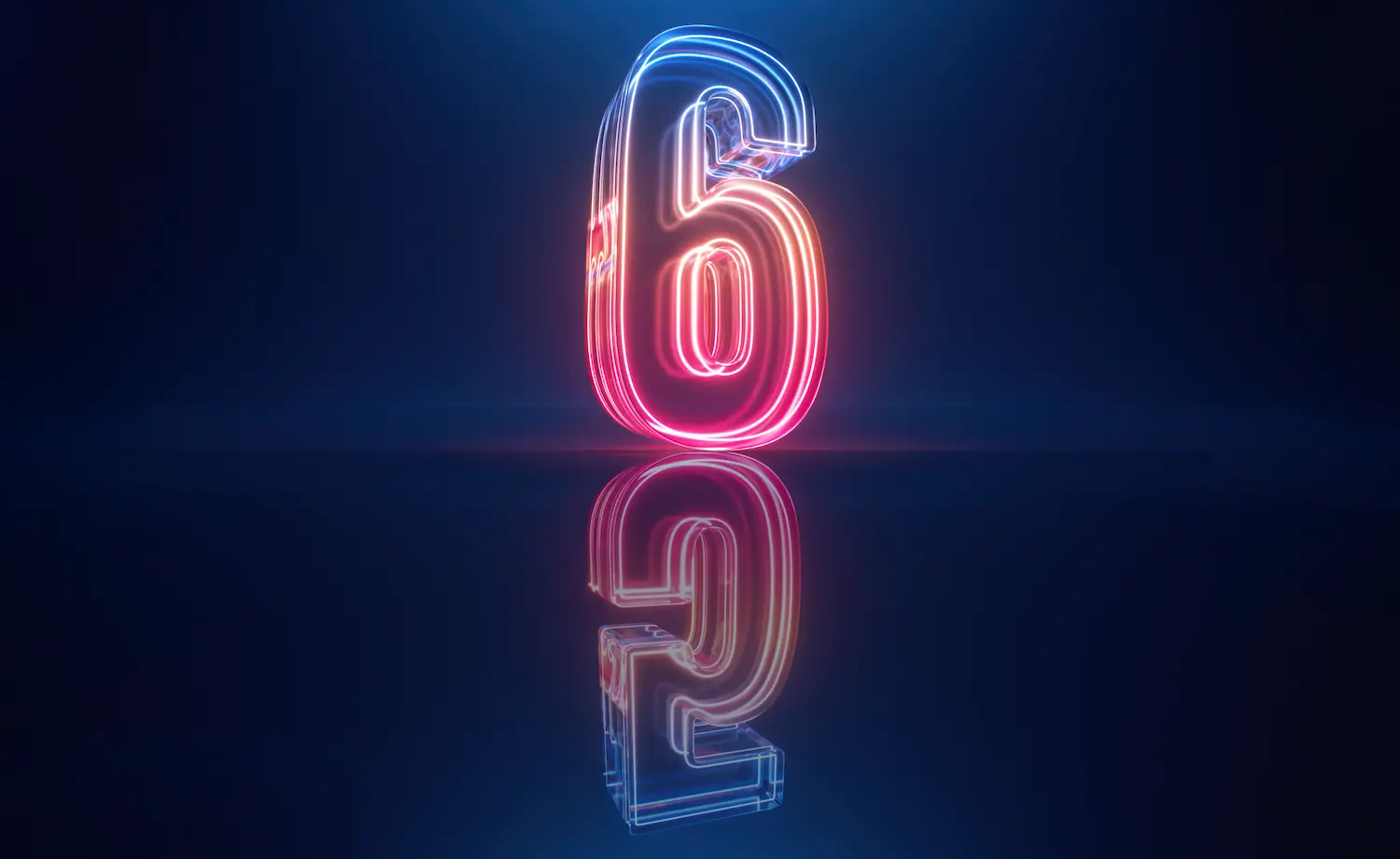 a pink neon image of the number 6