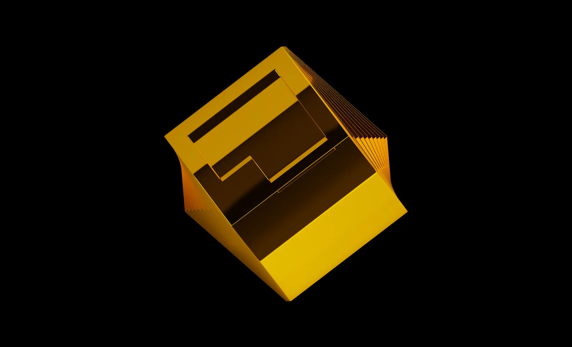 a 3-D animation of the IEX logo in gold against a black background 