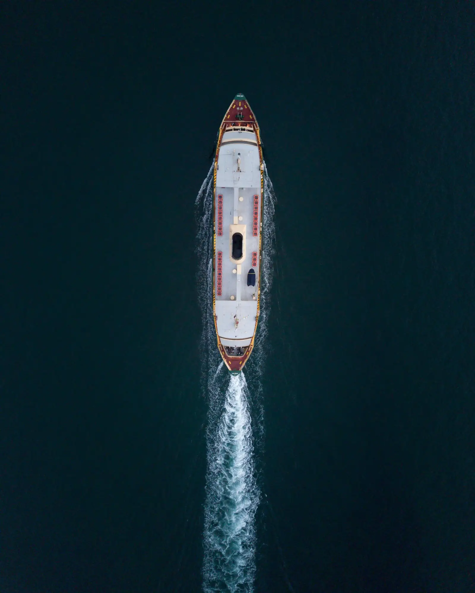 Aerial view of a Sydney ferry crossing the harbour