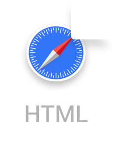 File icon showing a blue compass dial with red and white needles above the text HTML.