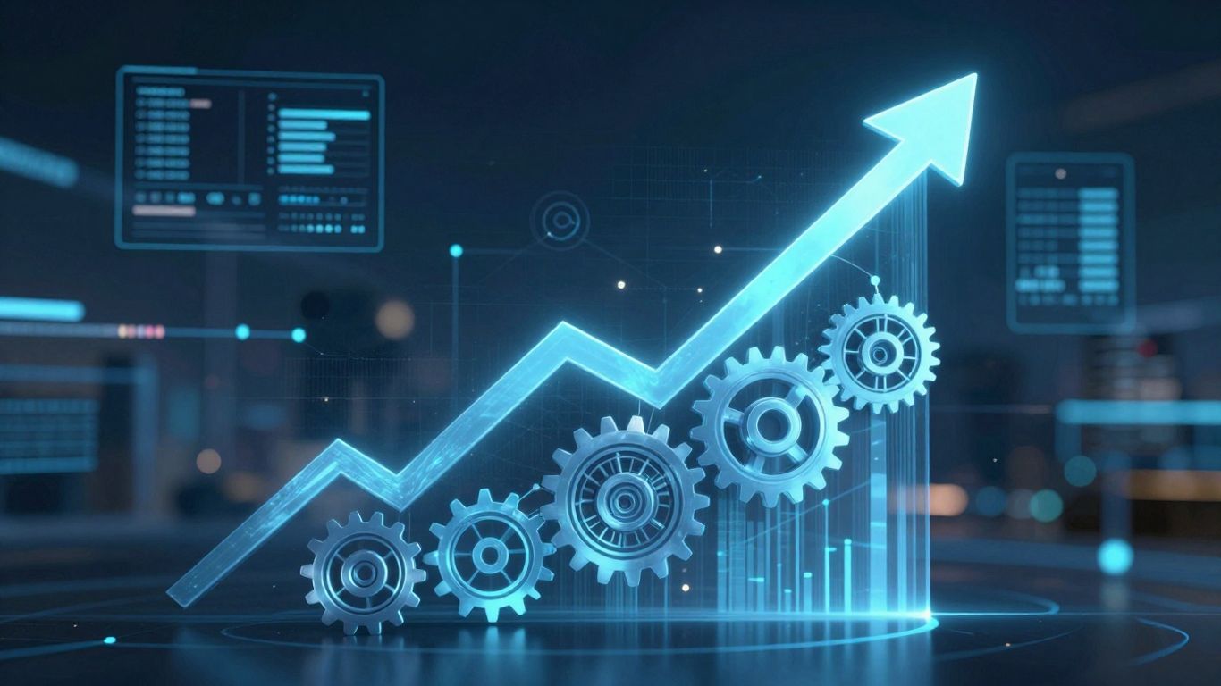 Automated B2B SaaS growth process with upward trends.