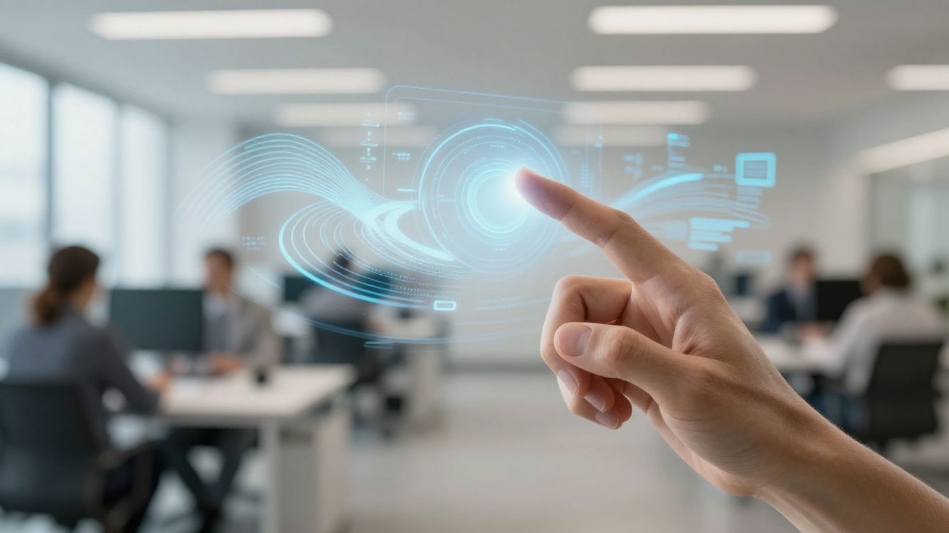 Abstract digital patterns on a futuristic interface.