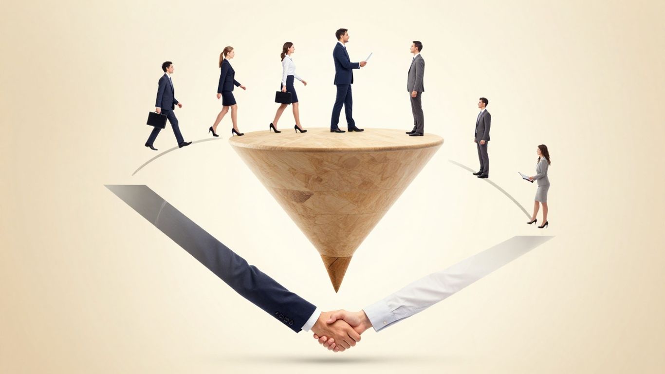 B2B lead funnel stages from awareness to closed deal.