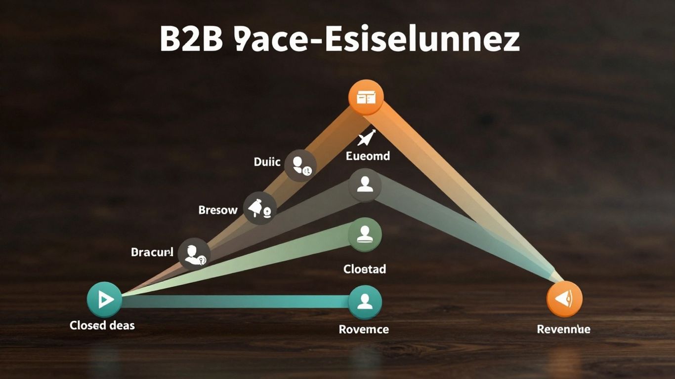 B2B sales funnel illustration from awareness to revenue.