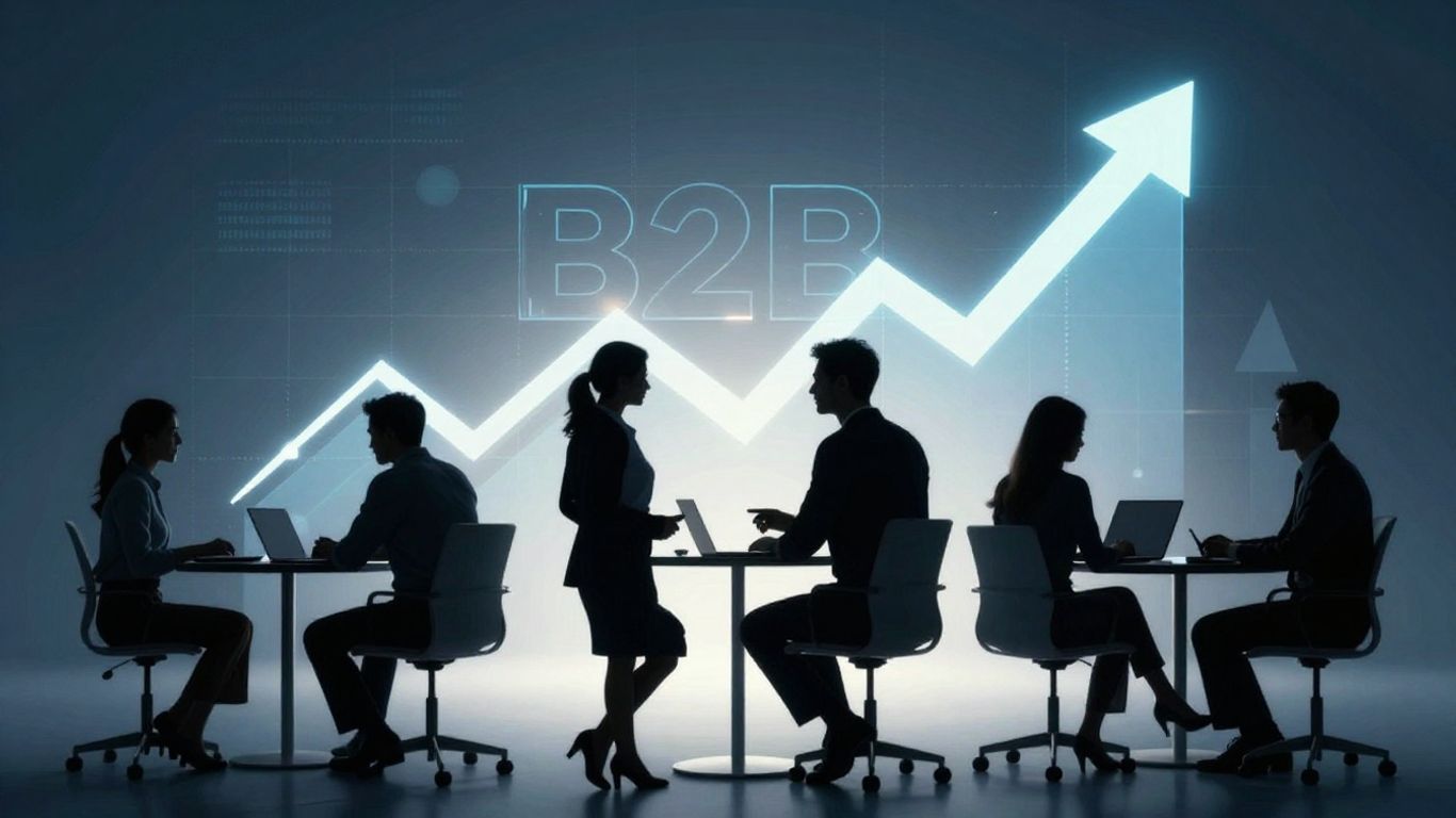 B2B demand generation growth abstract shapes professionals