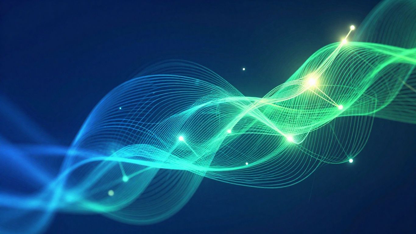 Abstract growth and connection visual for SaaS pipeline generation.