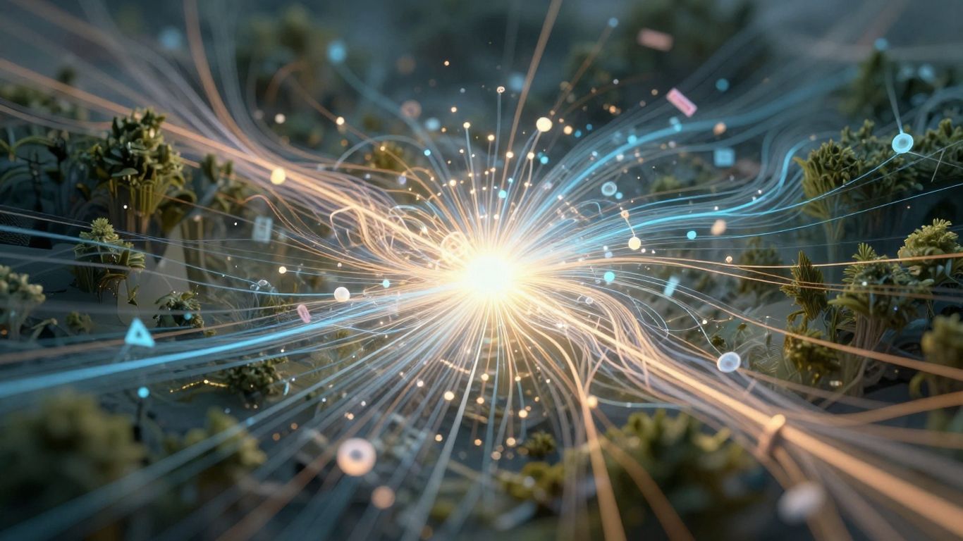 Digital pathways converging into a growth core.