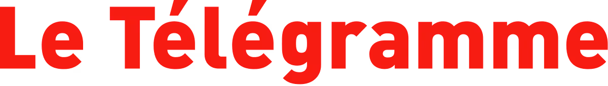Logo texte rouge Le Télégramme sur fond transparent.