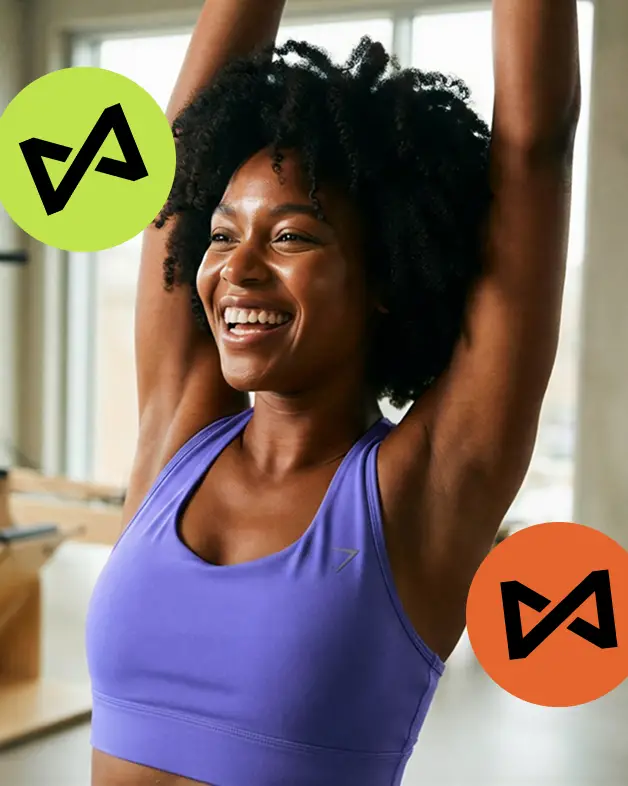 A woman stretching