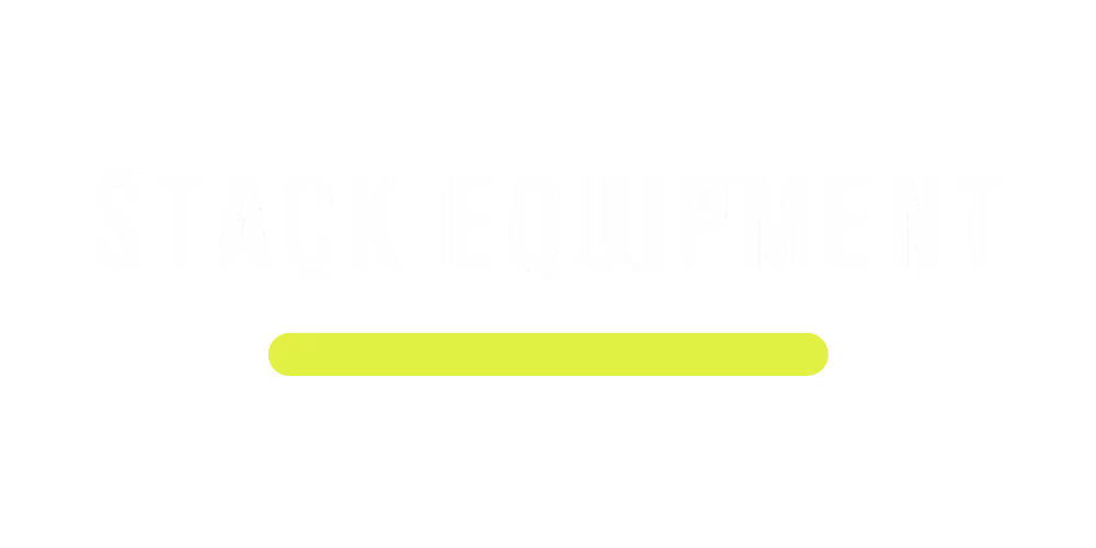 stack logo with white letters and a lime green rounded line underneath with a transparent background