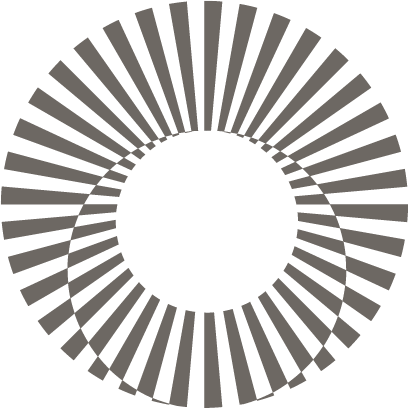 Grey circular Ripple logo with radiating bars forming a ring around a hollow center.